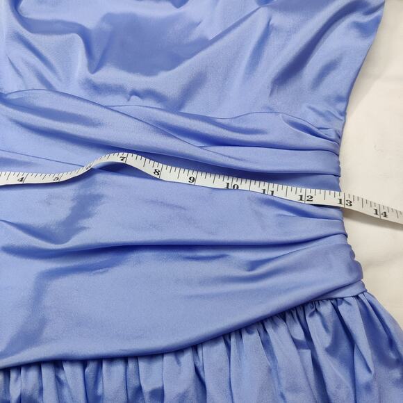 Vtg 80s Union Made Periwinkle Blue Puff Sleeve Prom Dress Bridesmaid Gown XS/S - Picture 10 of 13